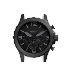 FOSSIL Nate 22 毫米黑色不锈钢表壳计时腕表