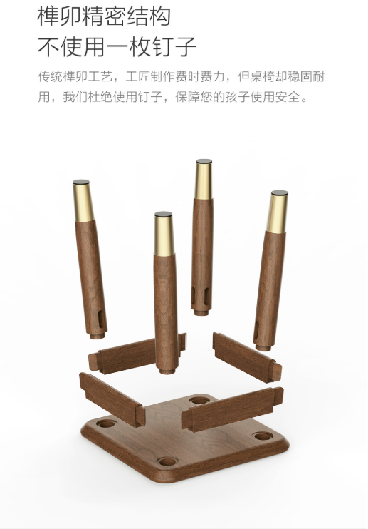 铜师傅黑胡桃原木小桌凳