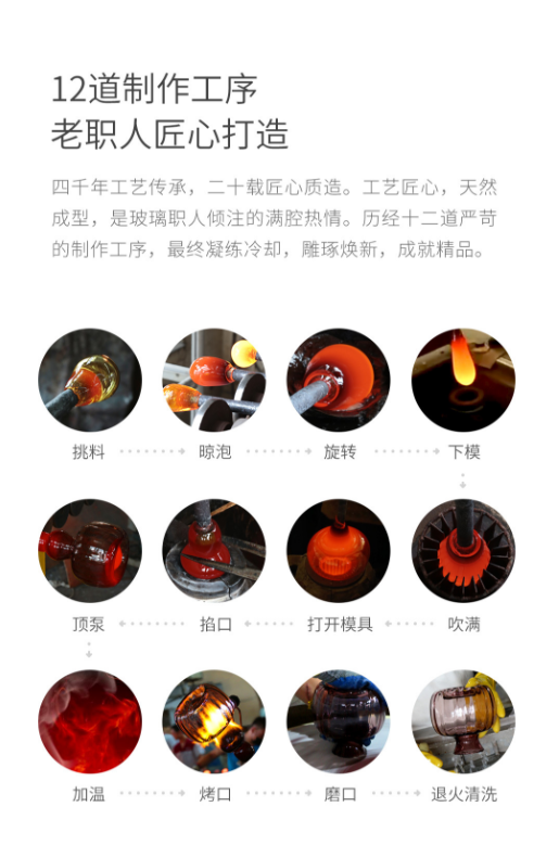 手工吹制流纹系列花瓶