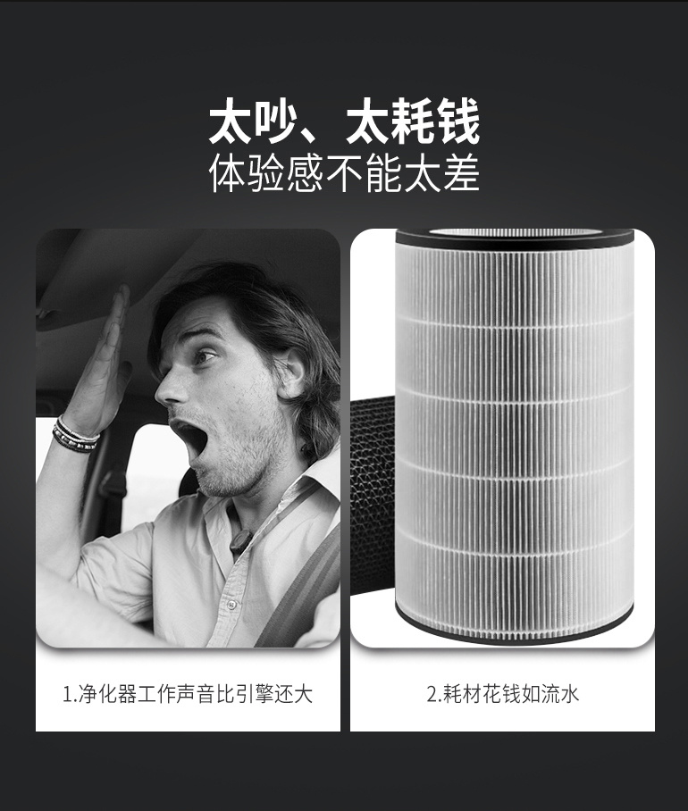 超静音的0耗材车载净化器